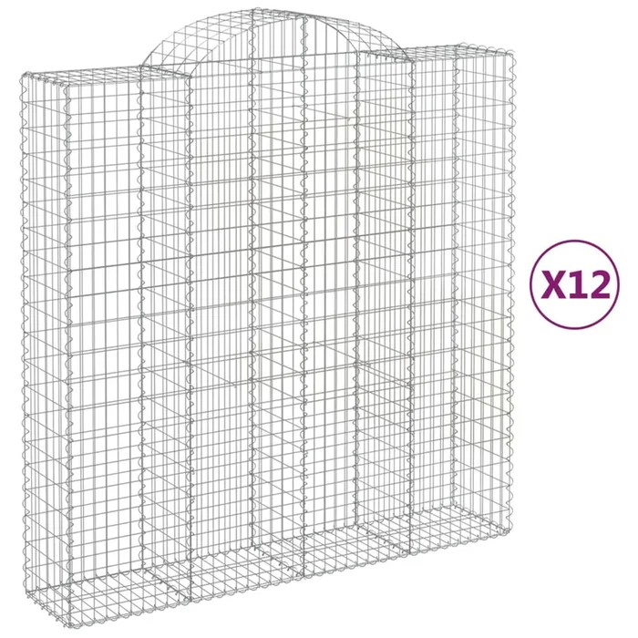 vidaXL Cestas de gaviones 12 uds forma de arco hierro 200x50x200/220cm