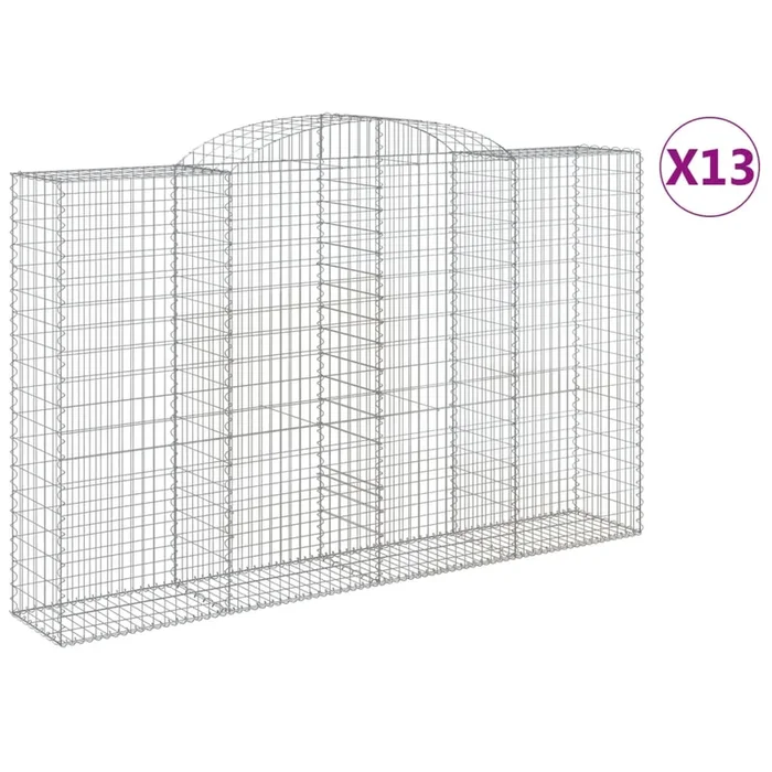 vidaXL Cestas de gaviones 13 uds forma de arco hierro 300x50x180/200cm