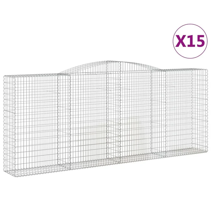 vidaXL Cestas de gaviones 15 uds forma de arco hierro 400x50x160/180cm