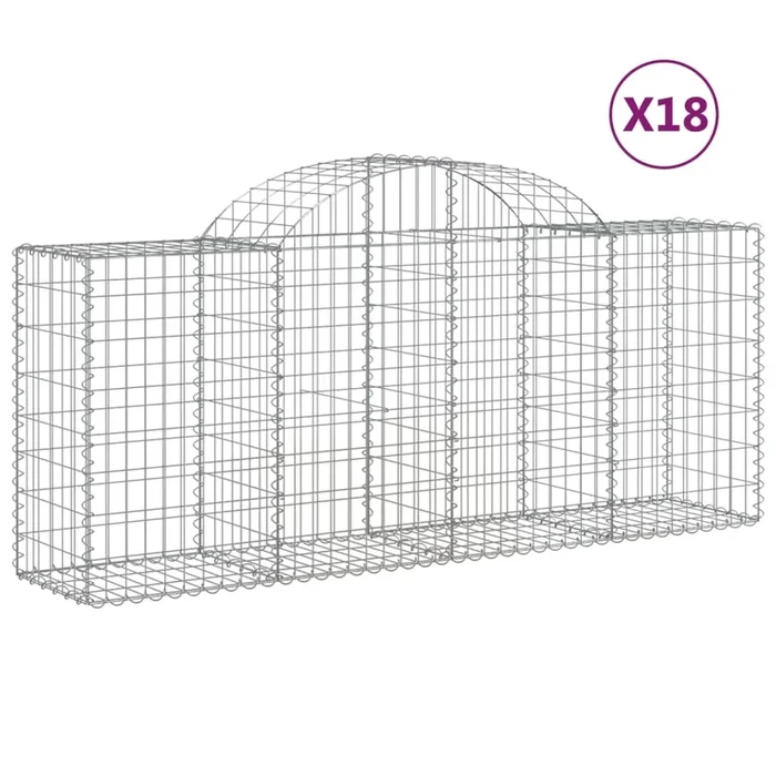 vidaXL Cestas de gaviones 18 uds forma de arco hierro 200x50x80/100 cm