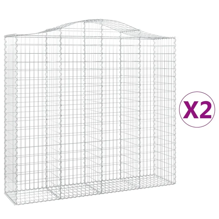 vidaXL Cestas de gaviones 2 uds forma de arco hierro 200x50x180/200 cm (2)