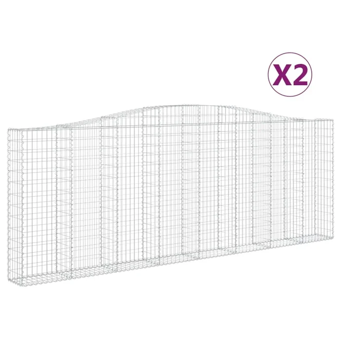 vidaXL Cestas de gaviones 2 uds forma de arco hierro 400x30x140/160 cm (2)