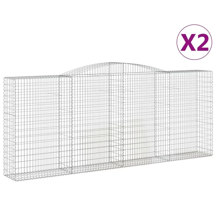 vidaXL Cestas de gaviones 2 uds forma de arco hierro 400x50x160/180 cm