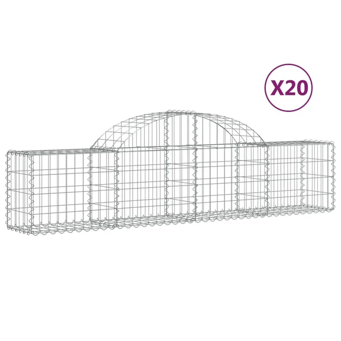 vidaXL Cestas de gaviones 20 uds forma de arco hierro 200x30x40/60 cm
