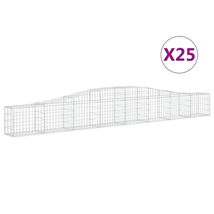 vidaXL Cestas de gaviones 25 uds forma de arco hierro 400x30x40/60 cm