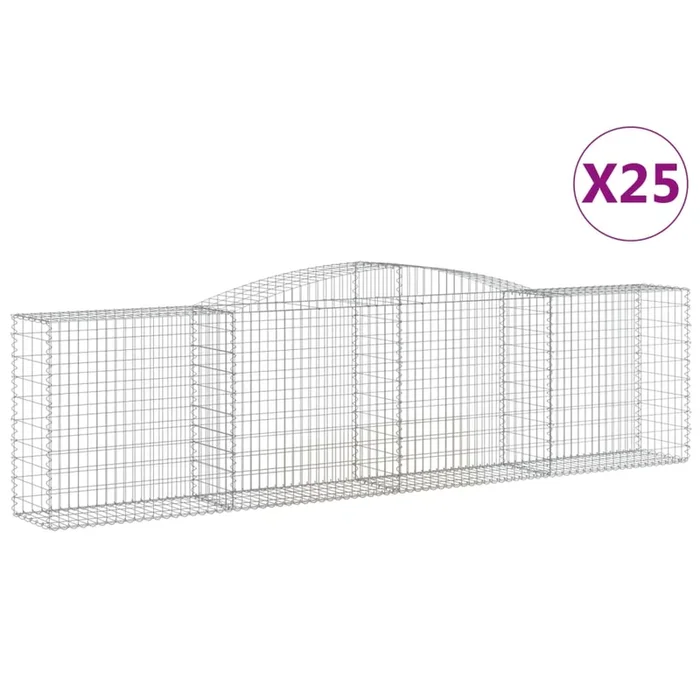vidaXL Cestas de gaviones 25 uds forma de arco hierro 400x50x100/120cm