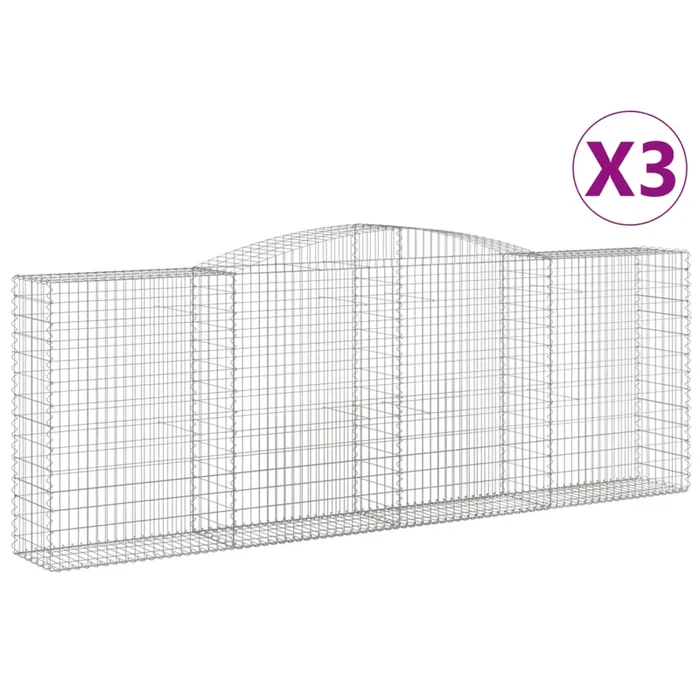 vidaXL Cestas de gaviones 3 uds forma de arco hierro 400x50x140/160 cm