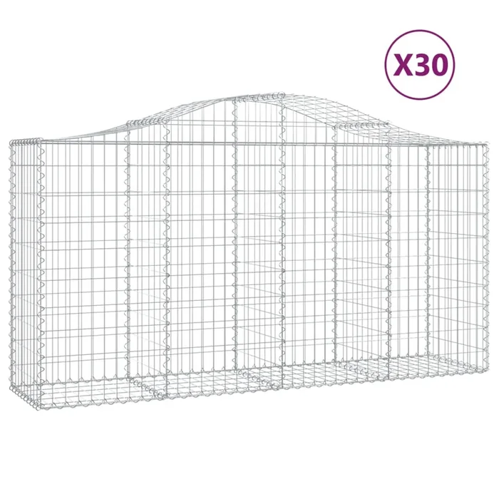 vidaXL Cestas de gaviones 30 uds forma de arco hierro 200x50x100/120cm (2)