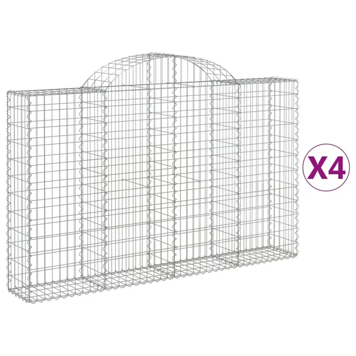 vidaXL Cestas de gaviones 4 uds forma de arco hierro 200x30x120/140 cm