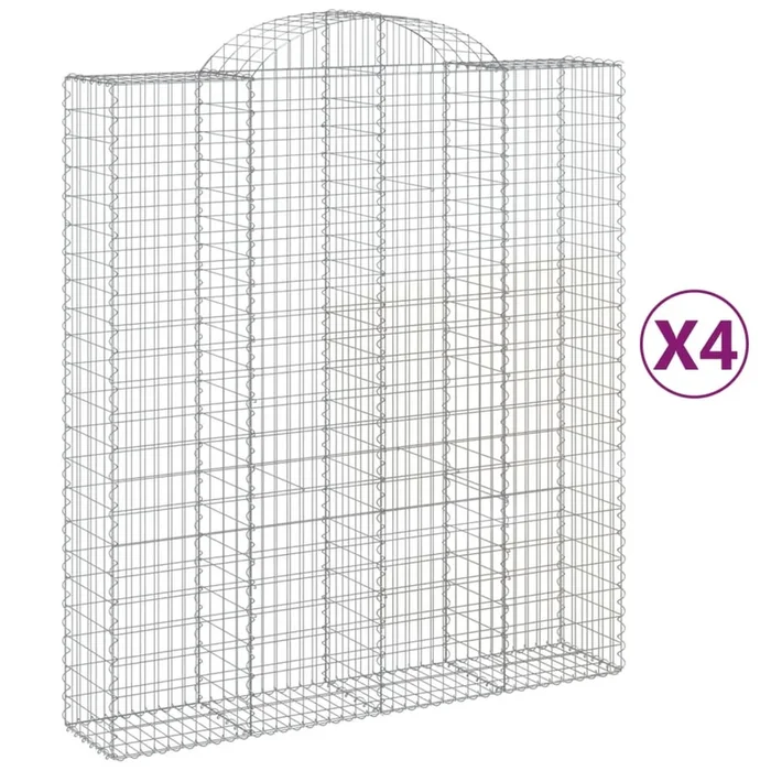 vidaXL Cestas de gaviones 4 uds forma de arco hierro 200x50x220/240 cm