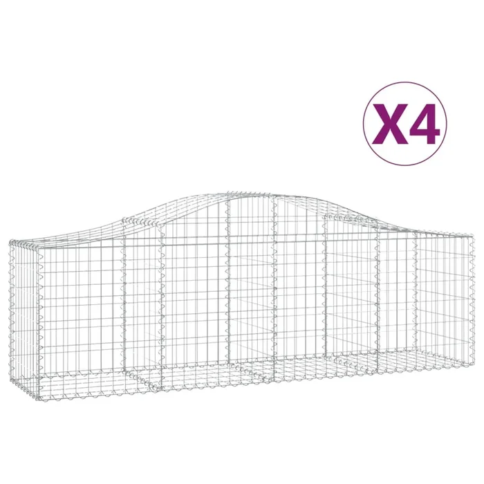 vidaXL Cestas de gaviones 4 uds forma de arco hierro 200x50x60/80 cm (2)