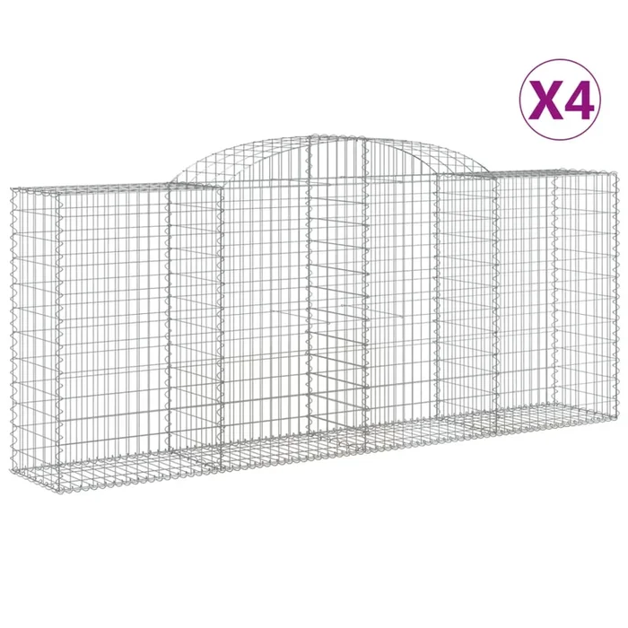 vidaXL Cestas de gaviones 4 uds forma de arco hierro 300x50x120/140 cm