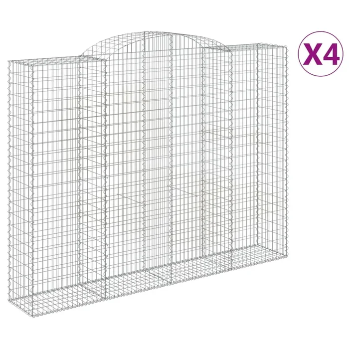 vidaXL Cestas de gaviones 4 uds forma de arco hierro 300x50x220/240 cm