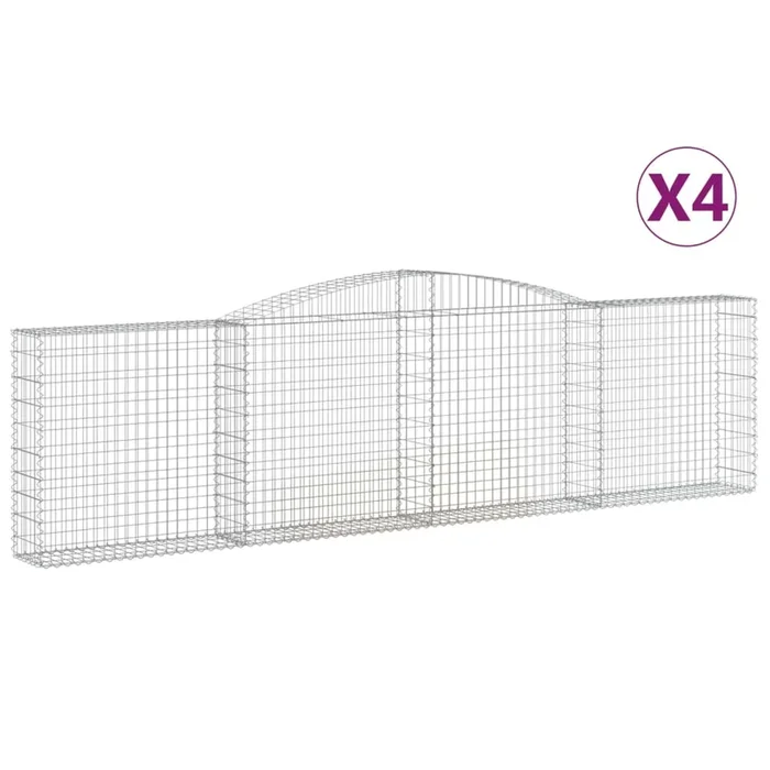 vidaXL Cestas de gaviones 4 uds forma de arco hierro 400x30x100/120 cm