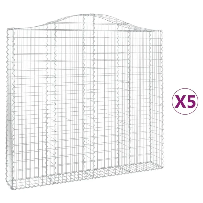 vidaXL Cestas de gaviones 5 uds forma de arco hierro 200x30x180/200 cm
