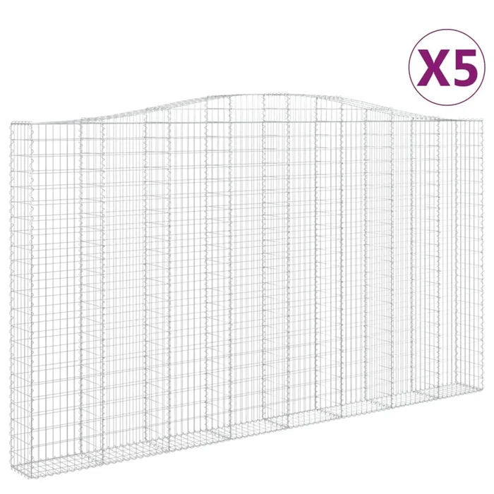vidaXL Cestas de gaviones 5 uds forma de arco hierro 400x30x220/240 cm (2)