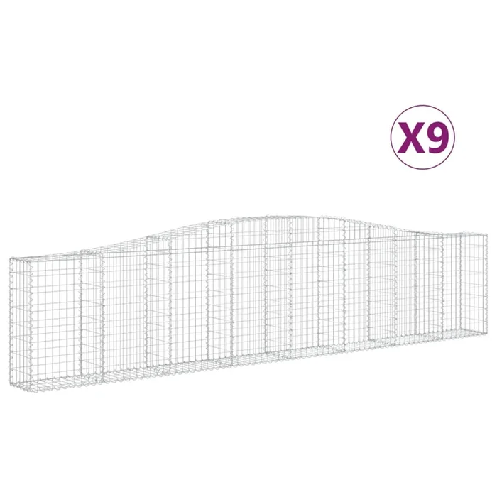 vidaXL Cestas de gaviones 9 uds forma de arco hierro 400x30x80/100 cm (2)