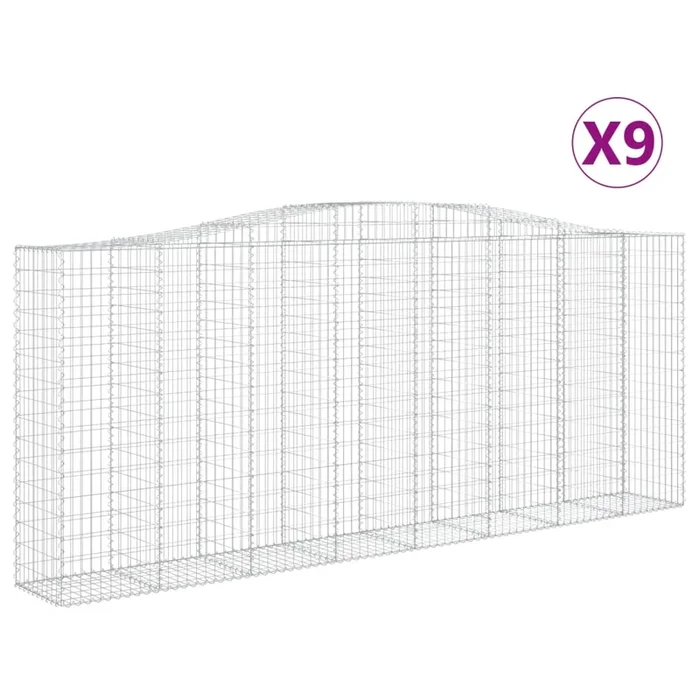 vidaXL Cestas de gaviones 9 uds forma de arco hierro 400x50x160/180 cm (2)