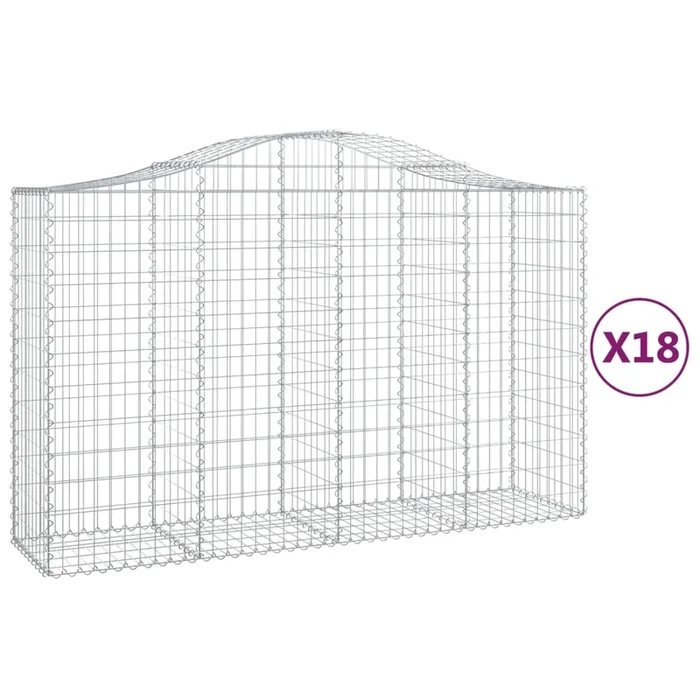 vidaXL Cestas gaviones 18 uds forma de arco hierro 200x50x120/140 cm (2)
