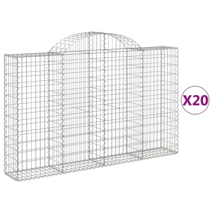 vidaXL Cestas gaviones 20 uds forma de arco hierro 200x30x120/140 cm