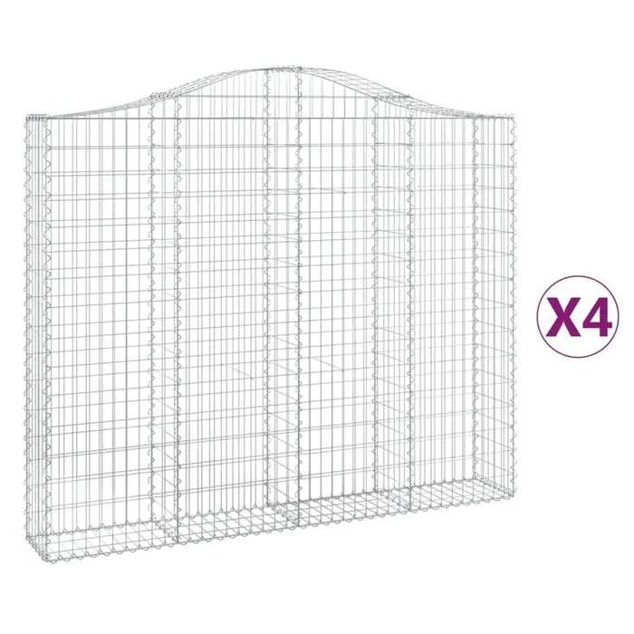 vidaXL Cestas gaviones 4 uds forma de arco hierro 200x30x160/180 cm