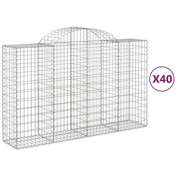 vidaXL Cestas gaviones 40 uds forma de arco hierro 200x50x120/140 cm