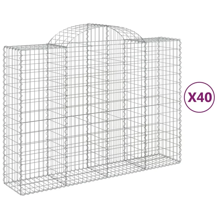 vidaXL Cestas gaviones 40 uds forma de arco hierro 200x50x140/160 cm