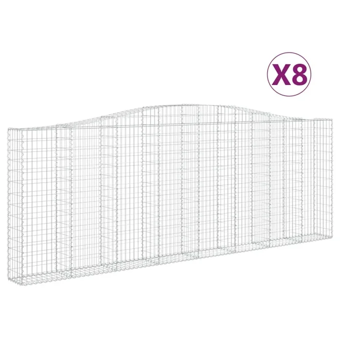 vidaXL Cestas gaviones 8 uds forma de arco hierro 400x30x140/160 cm (2)