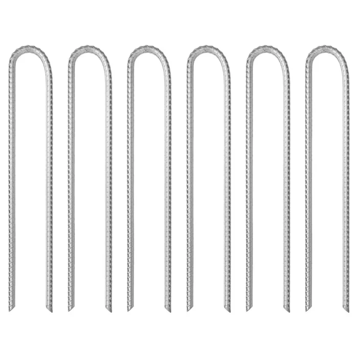 vidaXL Clavijas de tienda forma U 6 uds acero galvanizado 37 cm Ø10 mm
