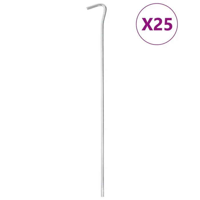vidaXL Clavijas para tienda 24 uds acero galvanizado 17 cm Ø7 mm (2)