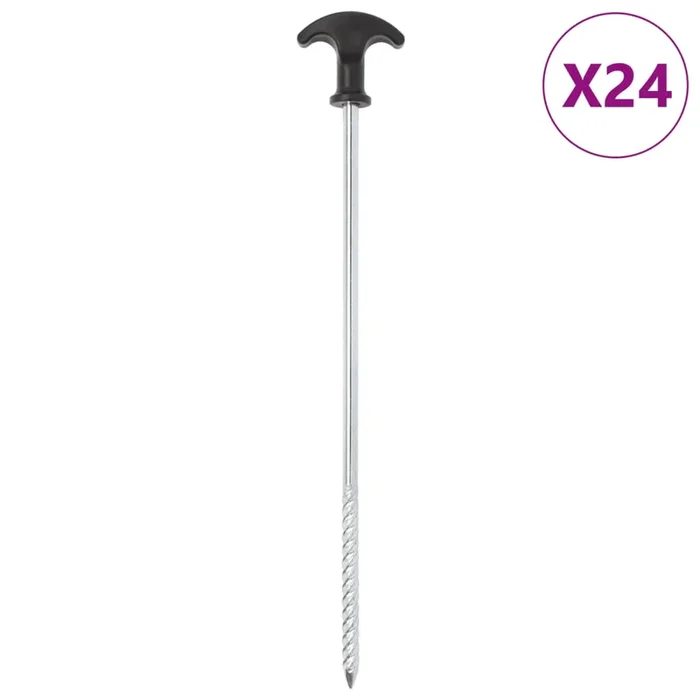 vidaXL Clavijas para tienda 24 uds acero galvanizado 30 cm Ø7 mm