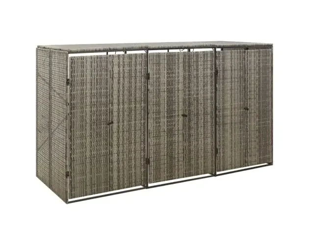 vidaXL cobertizo 3 contenedores de basura ratán pe gris 207x80x117 cm | Brico Depôt Miglior Prezzo