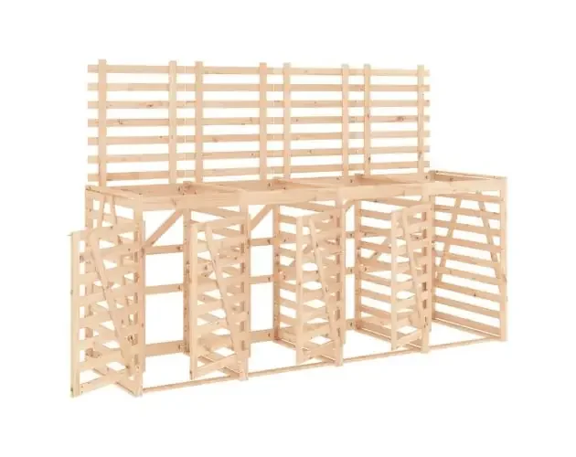 vidaXL cobertizo cuádruple para cubos de basura madera maciza de pino | Brico Depôt Must-Have