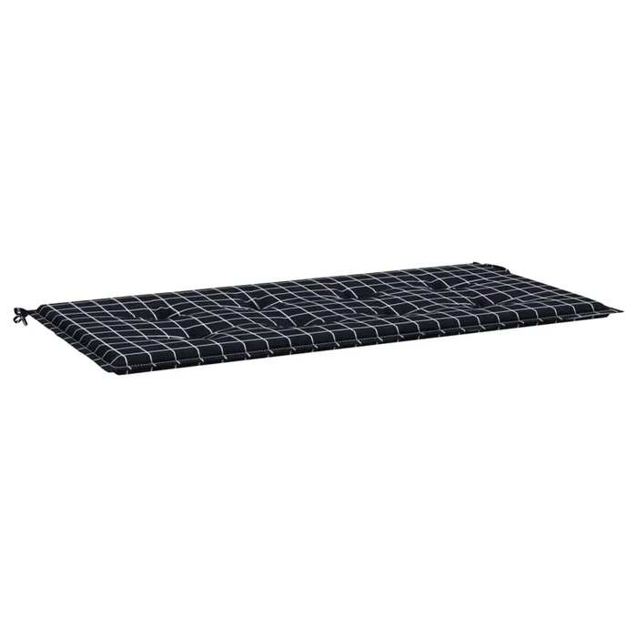 vidaXL Cojín para banco jardín tela Oxford a cuadros negro 100x50x4 cm