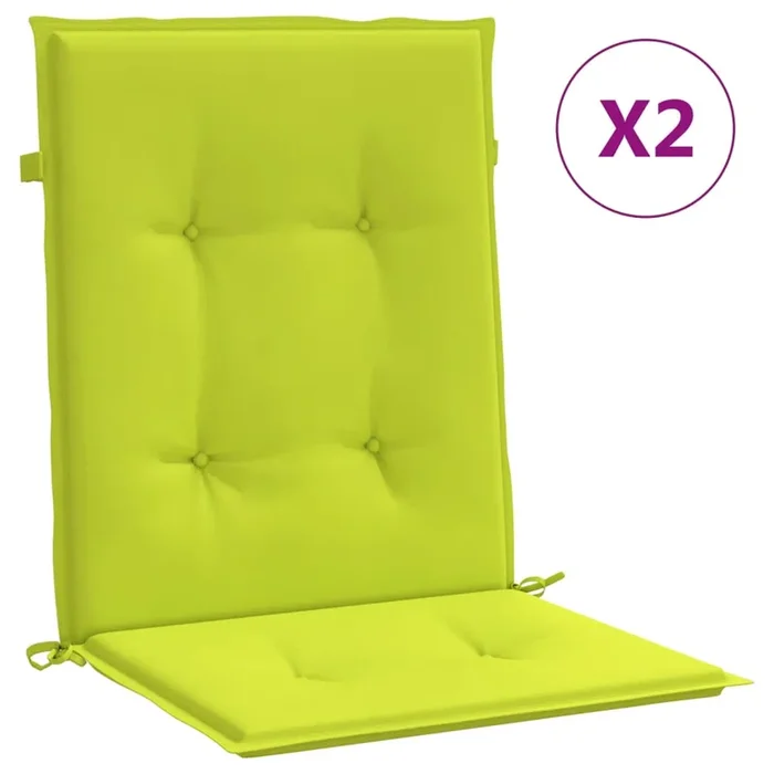 vidaXL Cojín silla jardín respaldo bajo 2 uds tela Oxford verde claro