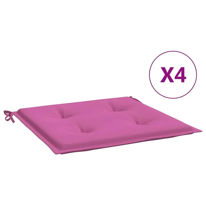 vidaXL Cojines de silla de jardín 4 uds tela rosa 40x40x4 cm