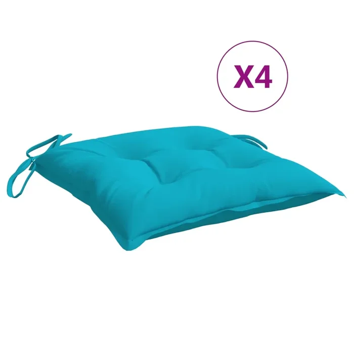vidaXL Cojines para silla 4 unidades tela turquesa 40x40x7 cm