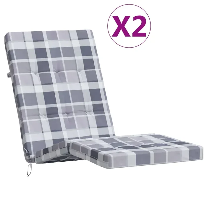 vidaXL Cojines para tumbona 2 uds tela Oxford a cuadros gris