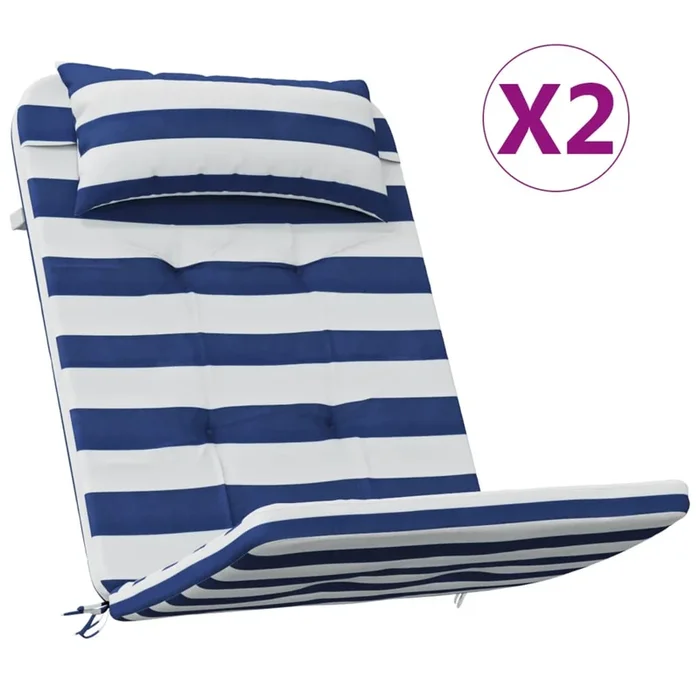 vidaXL Cojines silla Adirondack 2 uds tela Oxford a rayas azul blanco