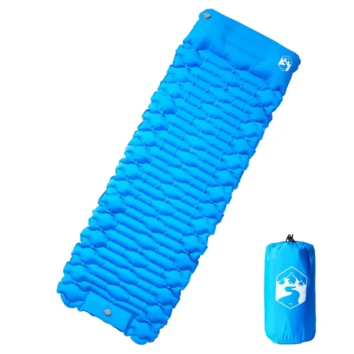 vidaXL Colchón de camping autoinflable con almohada 1 persona azul