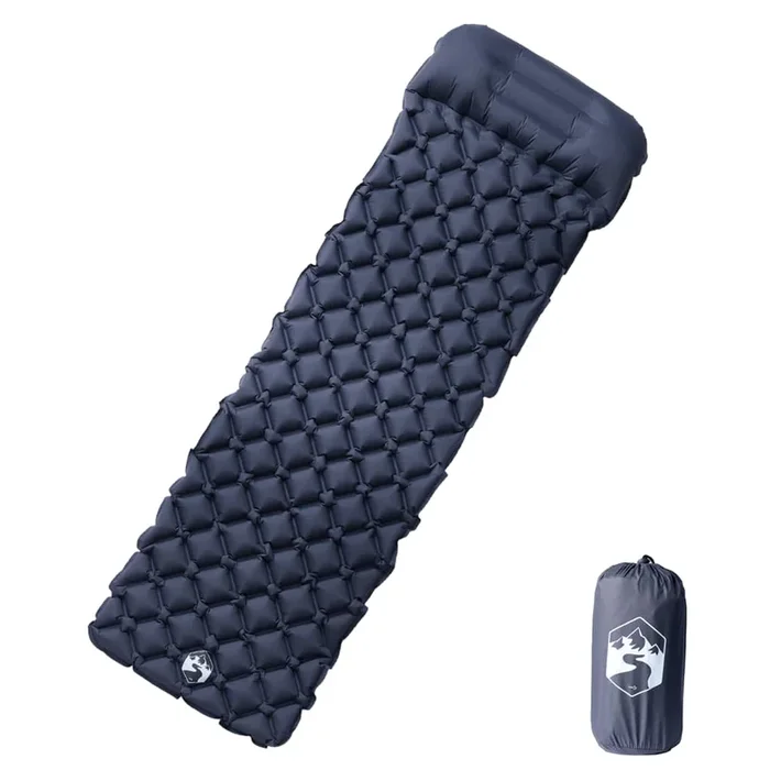 vidaXL Colchón de camping inflable con almohada 1 persona gris