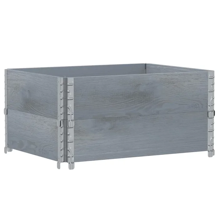 vidaXL Collares de palets 2 uds madera maciza de pino gris 80×60 cm