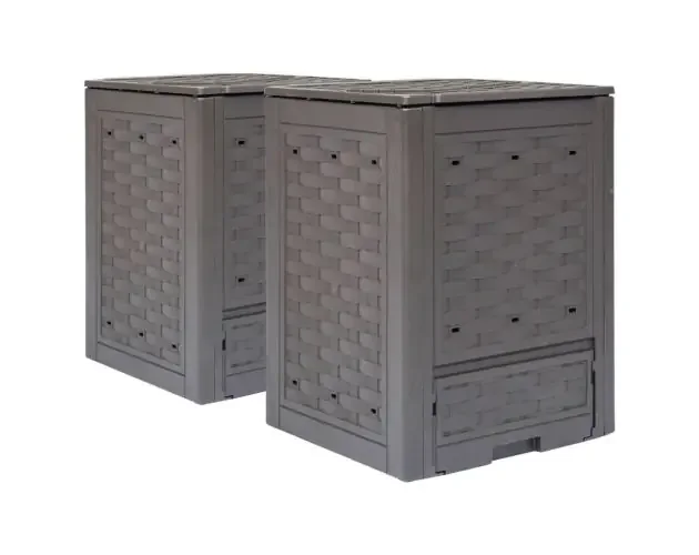 vidaXL compostador de jardín 2 uds plástico ratán 60x60x83 cm 600 l | Brico Depôt Subito Disponibile