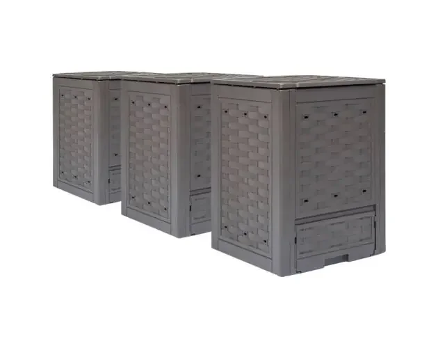 vidaXL compostador de jardín 3 uds plástico ratán 60x60x83 cm 900 l | Brico Depôt Compra Online