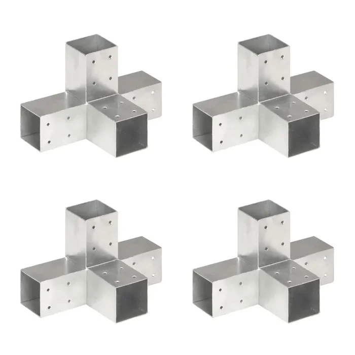 vidaXL Conectores de postes en X 4 uds metal galvanizado 71×71 mm