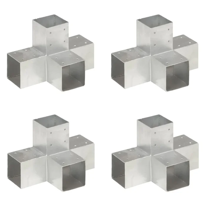 vidaXL Conectores de postes en X 4 uds metal galvanizado 91×91 mm