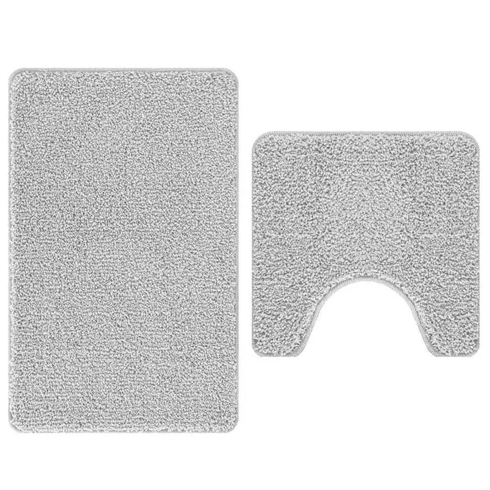 vidaXL Conjunto de alfombra de baño antideslizante 2 pcs Gris PP