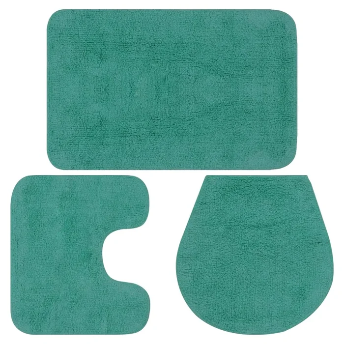 vidaXL Conjunto de alfombrillas de baño de tela 3 piezas turquesa