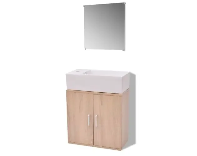 vidaXL conjunto de mueble y lavabo 3 piezas beige | Brico Depôt Scelto Dai Clienti