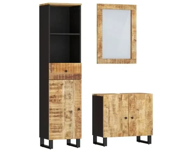 vidaXL conjunto de muebles de baño 3 piezas madera maciza de mango | Brico Depôt Spedizione Mondiale
